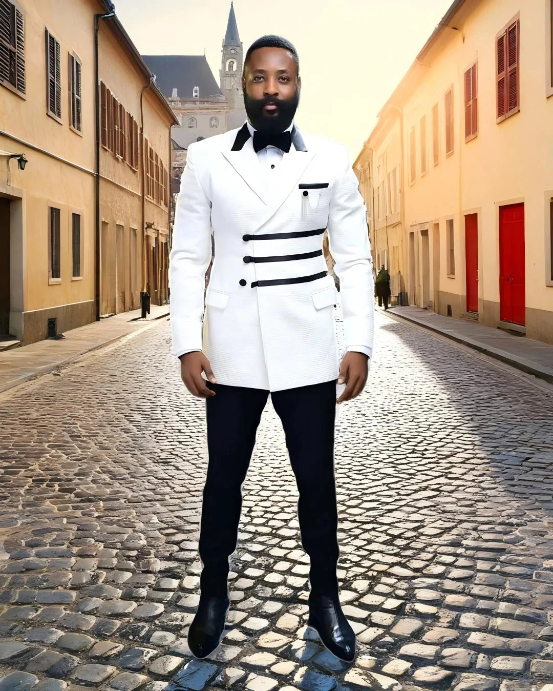 Blazer Sets Plaid Fashion Peaked Lapel Men Wedding Prom GlowCart