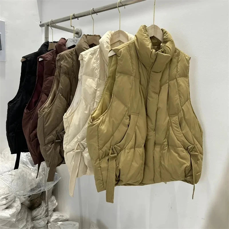 2024 New Winter Puffer Vest Pocket Women's Korean Down GlowCart