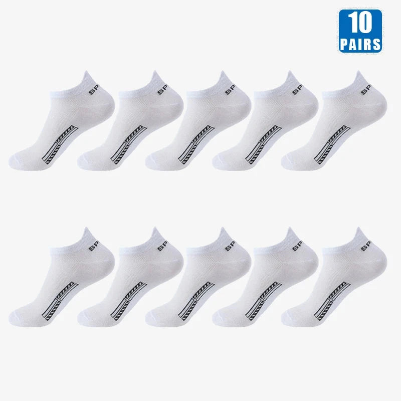 5/10 Pairs Cotton Men's Short Socks Crew Ankle Breathable Mesh Sports Casual Women Summer Low-Cut Thin Sock for Male GlowCart
