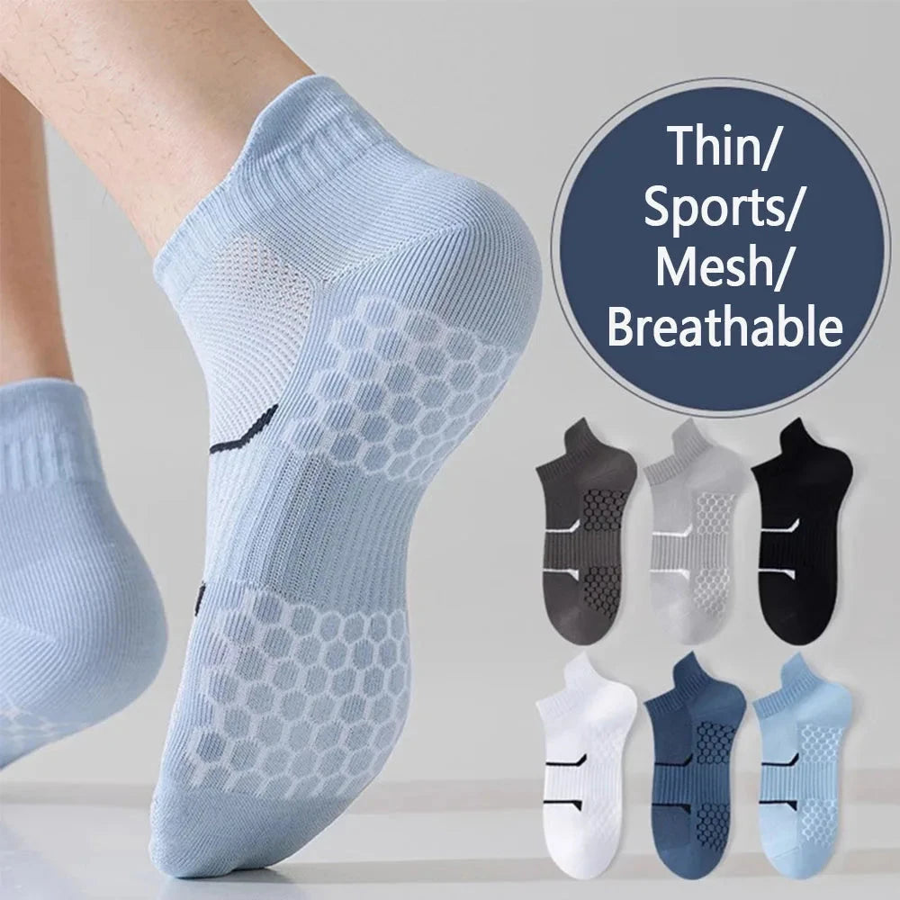 5pcs Men's Short Sports Socks Summer For Running Breathable Casual Soft Comfortable Polyester Sports Socks Thin GlowCart