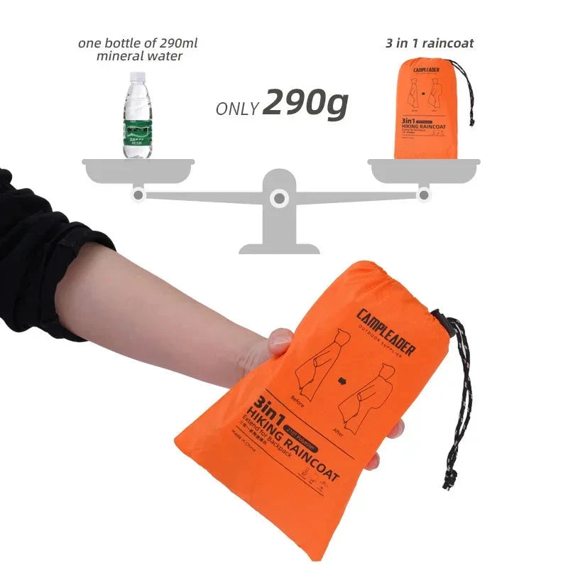 3 In 1 Outdoor Rain Jacket Waterproof Raincoat Hiking GlowCart