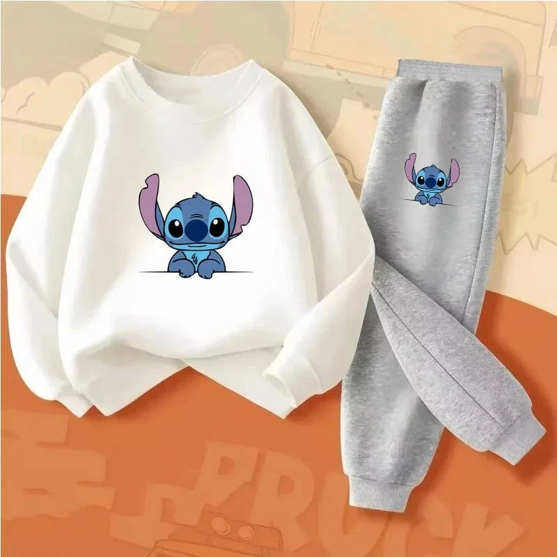 2025  Fall New Style Children's Casual Sweatshirt Sets Kids Sweatpant Set Stitch Printed Boys Pullover and Trousers 2pcs Suit GlowCart