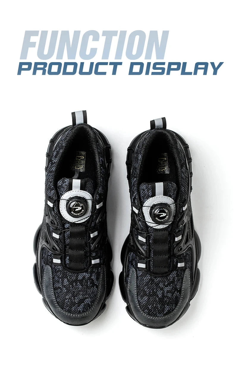 Rotating Button Safety Shoes Men Steel Toe Sneaker Air GlowCart