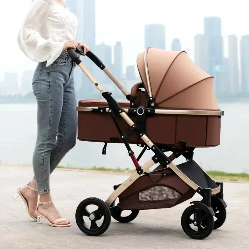 2025 New 3-in-1 Twin Baby Stroller with Car Seat, Portable Foldable High View Newborn Baby Stroller Can Sit or Lie GlowCart