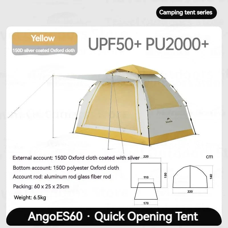 Naturehike Ango ES60 One-Click Tent 2-3 Persons Quick GlowCart