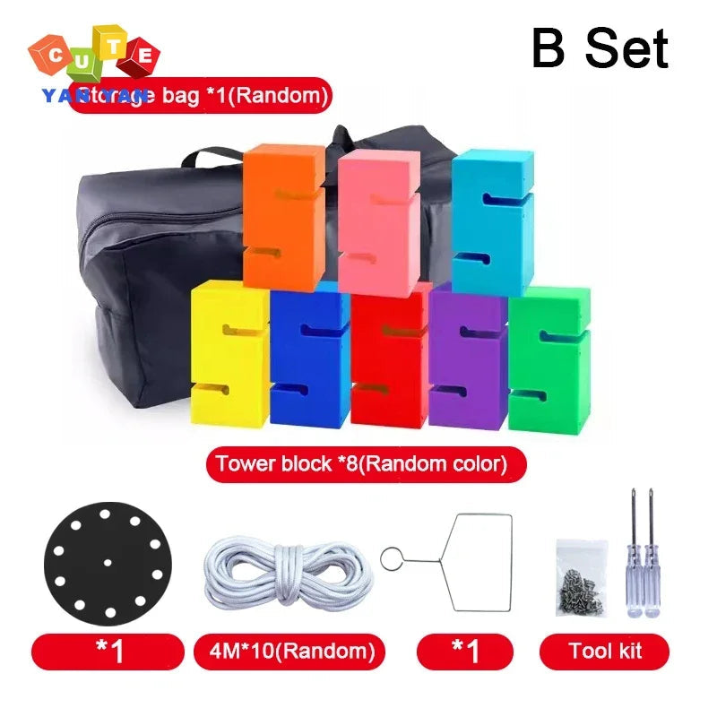 Summer Toys Indoor Outdoor Expansion Props Fun Games Kids Adult Build Tower Block Together Team Building Sensory System Training GlowCart