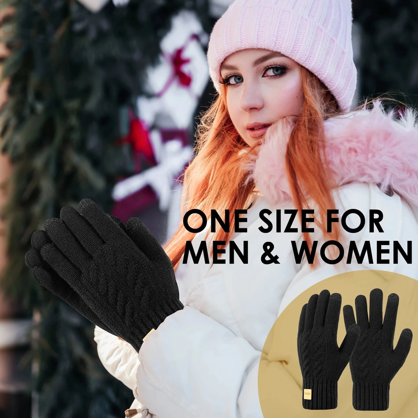 Winter warm sports gloves, with added insulation inside, GlowCart