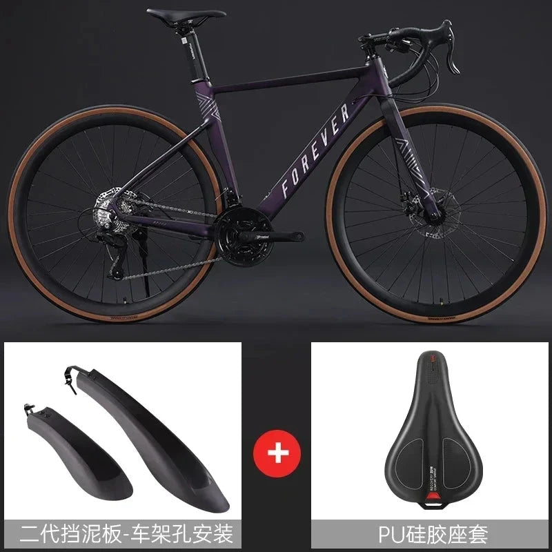 2024 new ultra-light and ultra-fast road bicycle aluminum alloy curved handlebar for men and women adult riding dual disc brake GlowCart