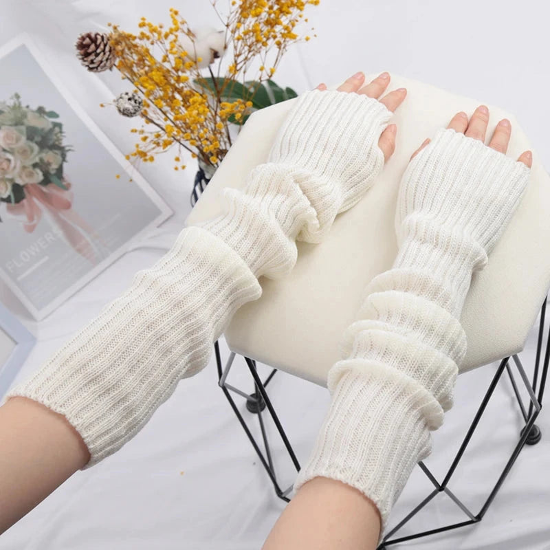 Women Long Fingerless Gloves Soft Female Glove Lolita Kawaii GlowCart