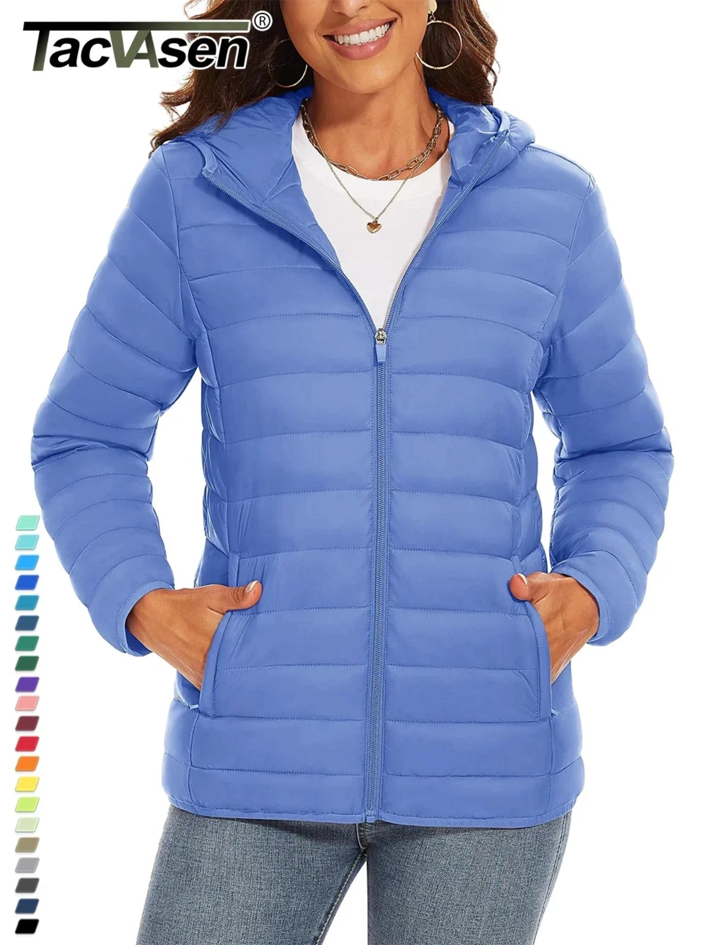 TACVASEN Full Zip Up Hooded Puffer Jacket Womens Winter GlowCart