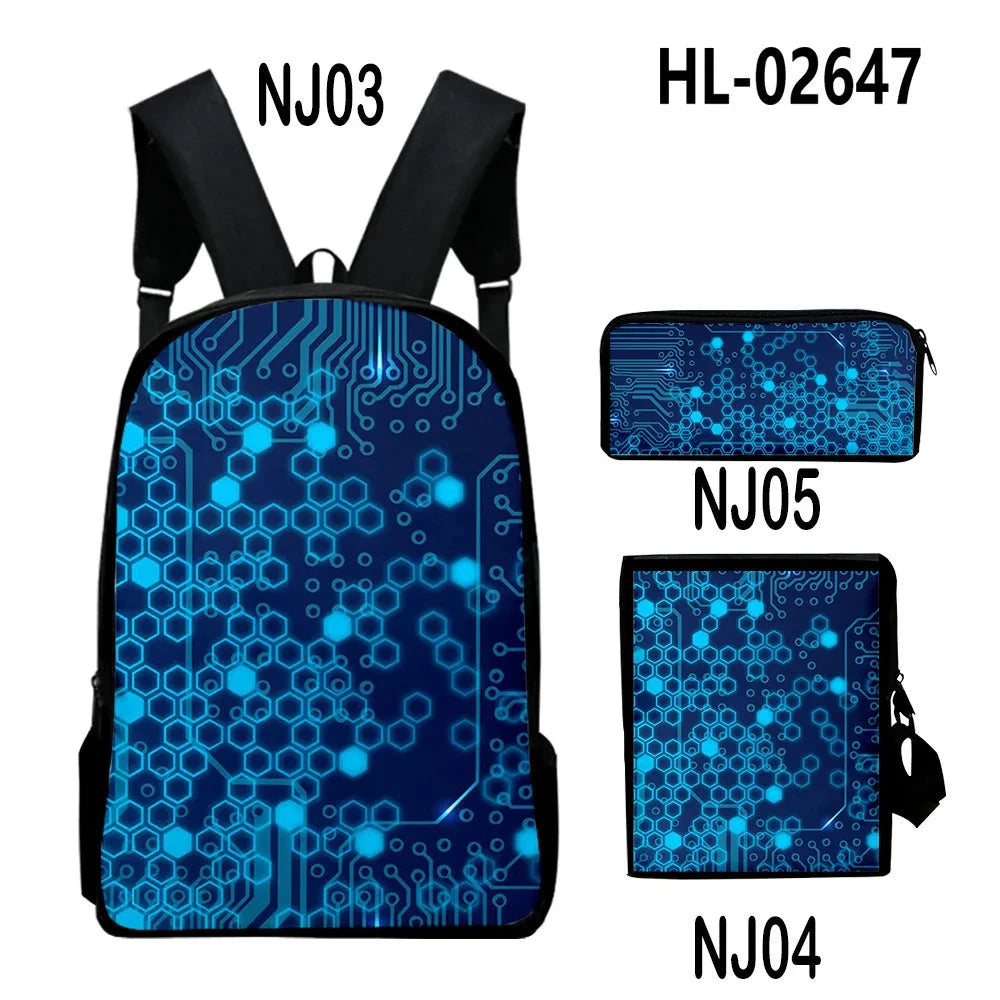 Fashion Youthful Technology style 3D Print 3pcs/Set Student GlowCart