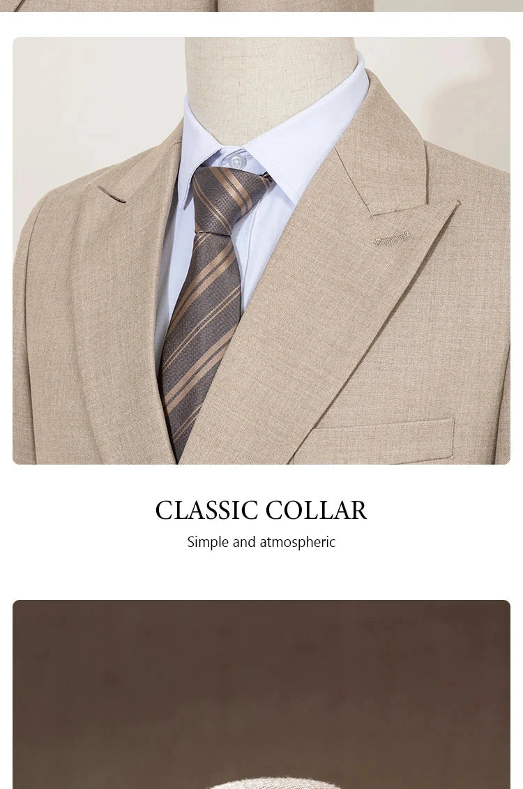 ST Cassy Elegant man suit for wedding peach Slim Fit Double GlowCart