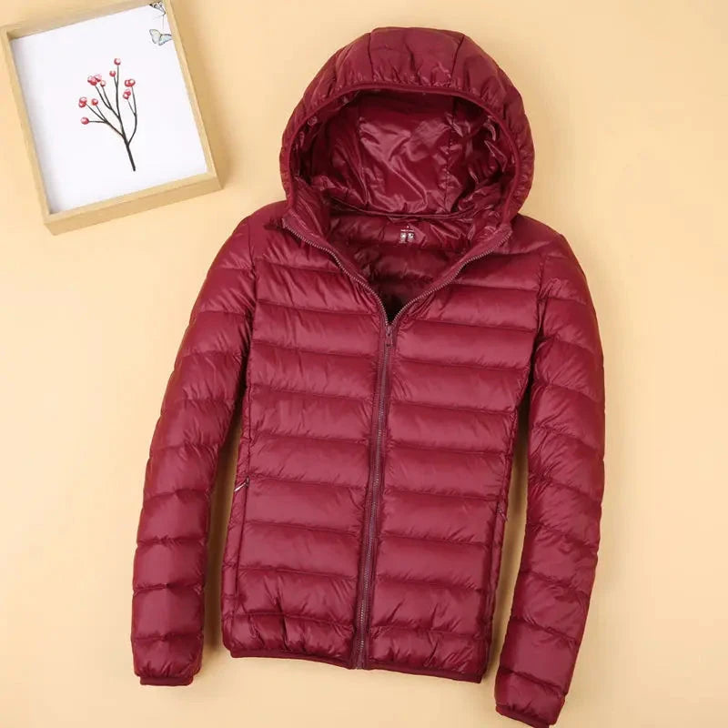 Autumn and winter hooded down jacket women's 2025 new simple GlowCart