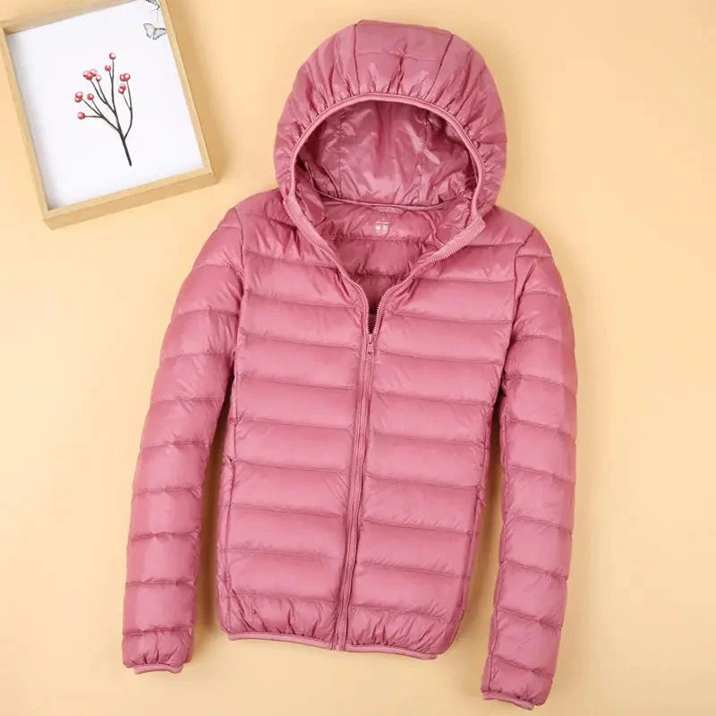 Autumn and winter hooded down jacket women's 2025 new simple GlowCart