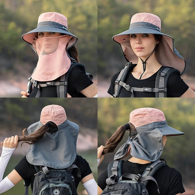 Summer Women's Outdoor Sun Hat Ponytail Hole Mesh Breathable GlowCart