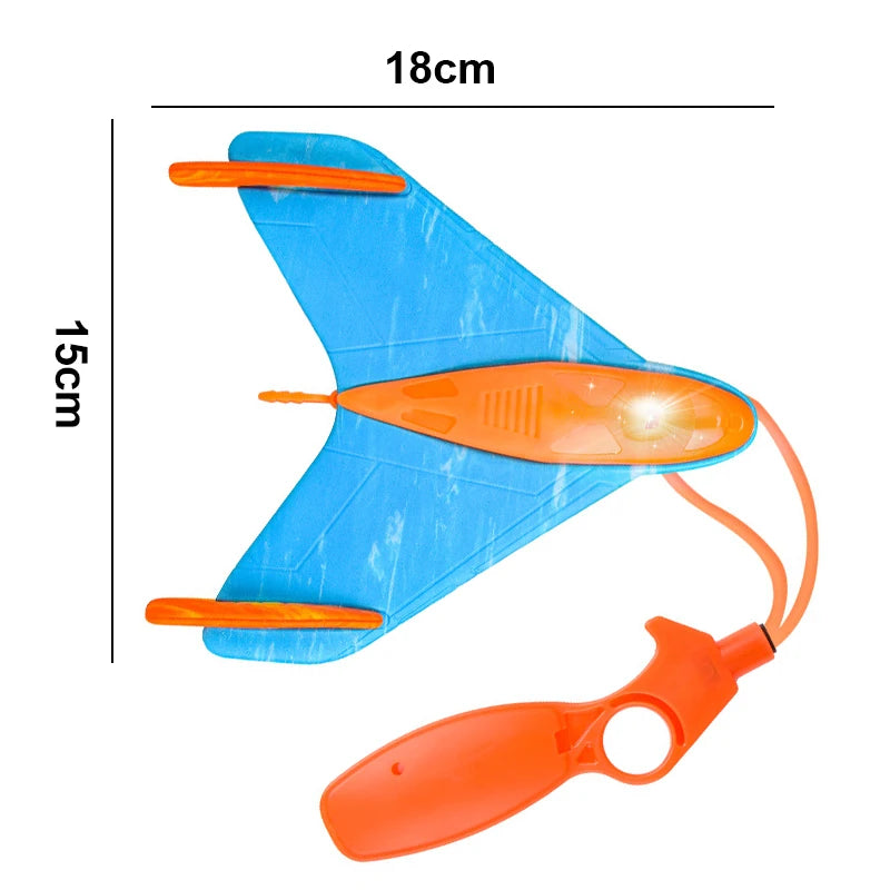 Foam Aircraft Light Flying Disc Toy Kid's Catapult EVA Boomerang Outdoor Game Flying Glider Slingshot Foam Plane Toys Safety GlowCart