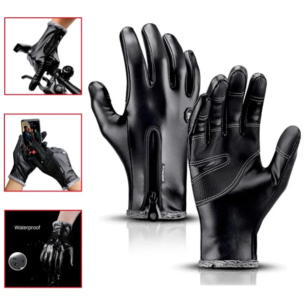 Winter Gloves Leather Thermal Windproof Waterproof  Warmer GlowCart