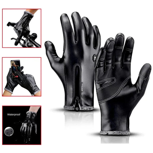Winter Gloves Leather Thermal Windproof Waterproof  Warmer GlowCart