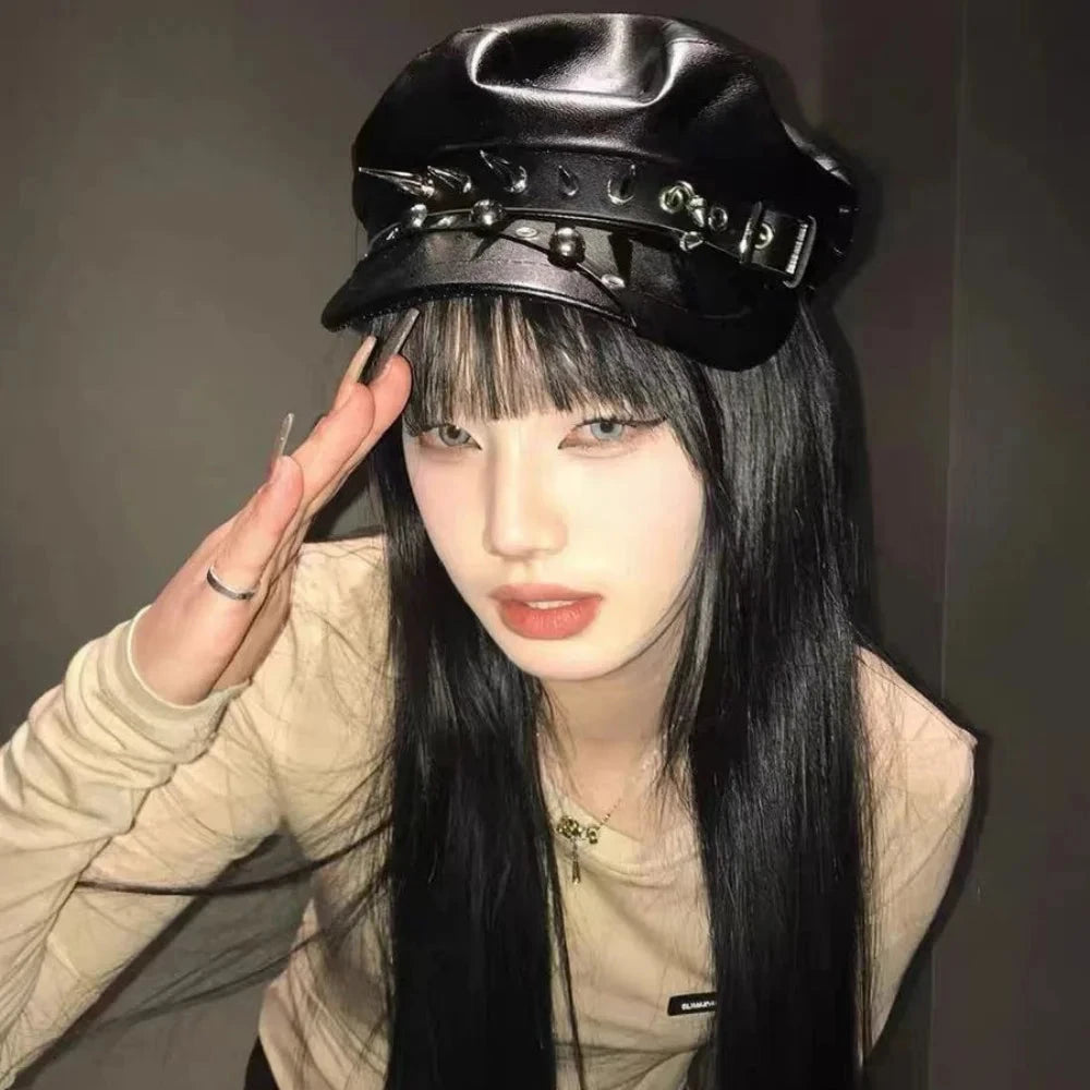 Original subculture beret Harajuku Y2K Girl Women's Gothic GlowCart