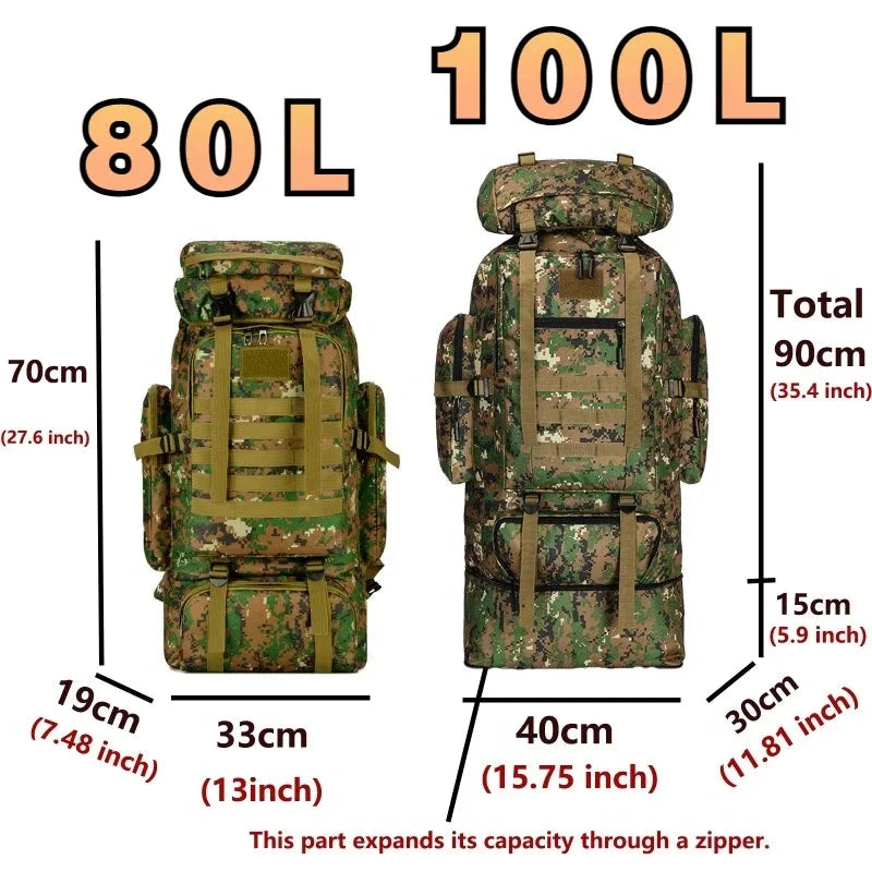 80L/100L  Mountaineering Bag Climb Bag Tactical Backpacks GlowCart