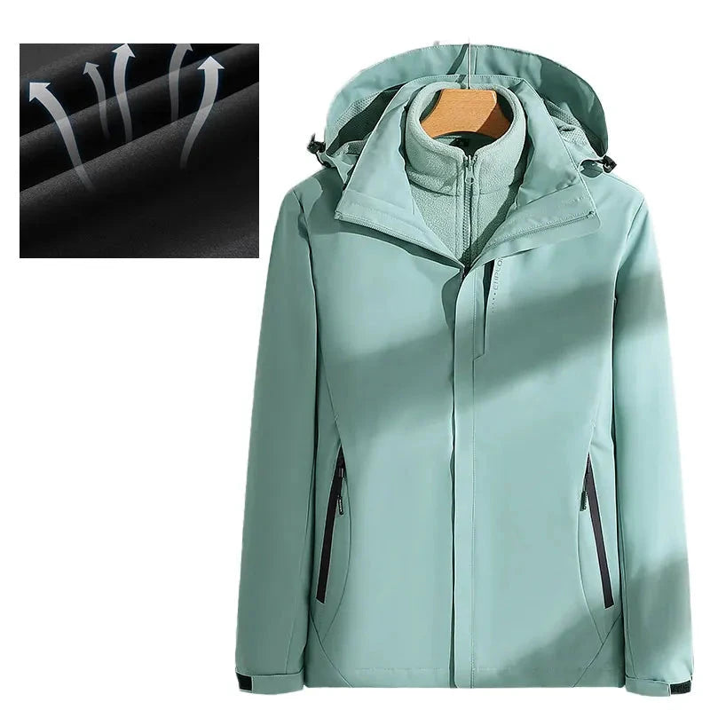 Woman Hiking Jacket Winter Outdoor 3 In 1 Waterproof GlowCart