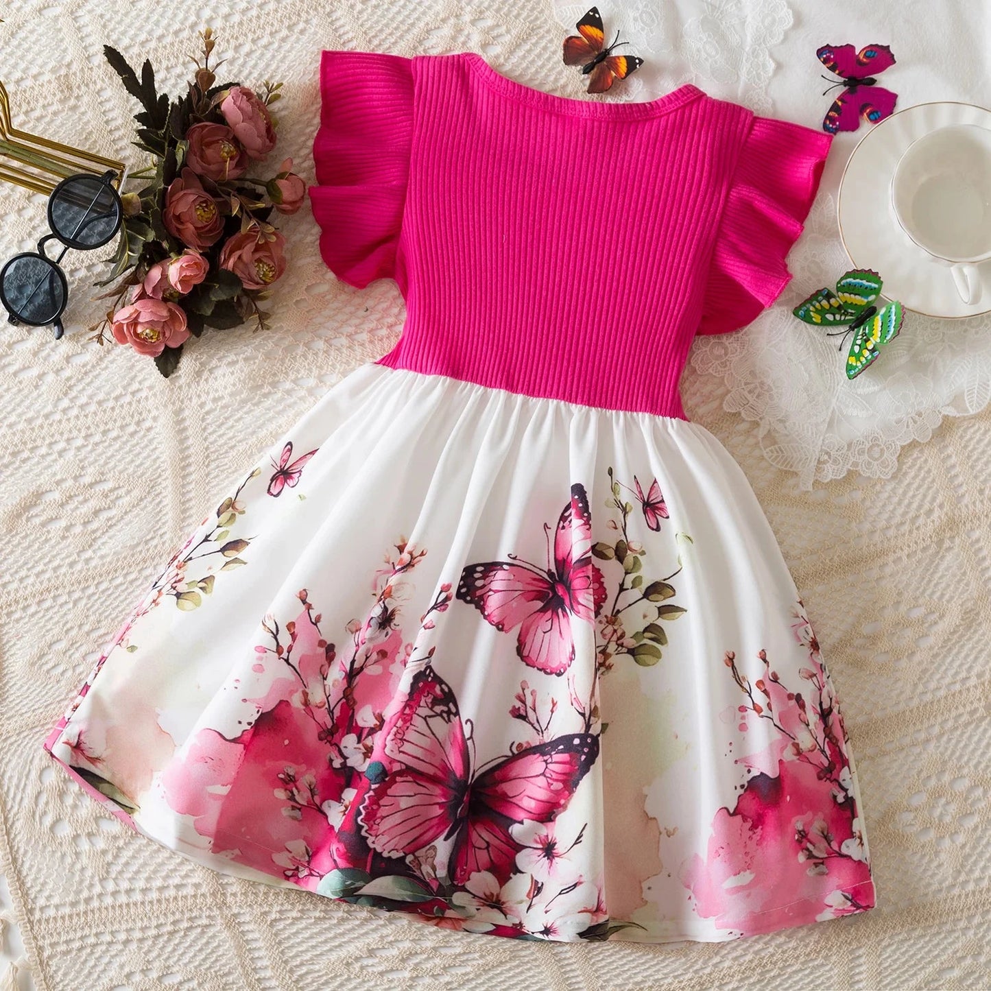 Flower Kids Dresses for Girls Wedding Birthday Party Dress Ruffles Sleeveless Elegant Princess Dress Children Casual Clothing GlowCart