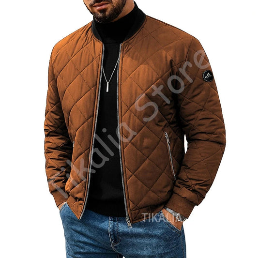 Quilted Jacket Men Autumn Winter Slim Fit Bomber Jacket Men GlowCart