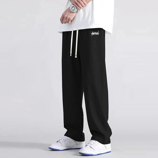 Men's solid color straight leg jogging pants, suitable for GlowCart