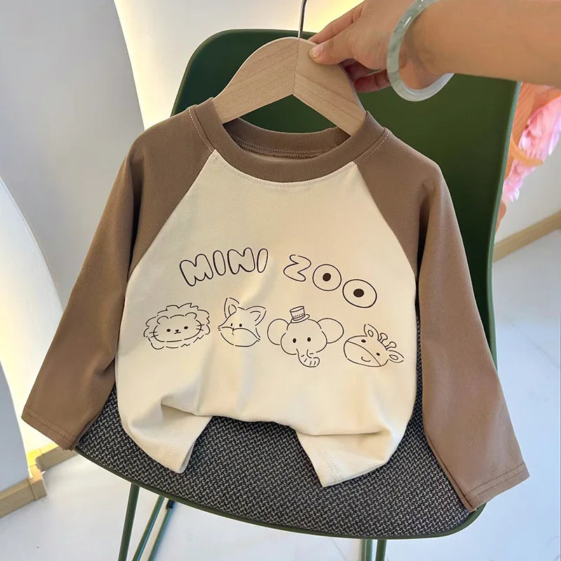 New Autumn Girls and Boys Long Sleeve T-shirt Base Shirt Letter Korean Style Children Clothing GlowCart