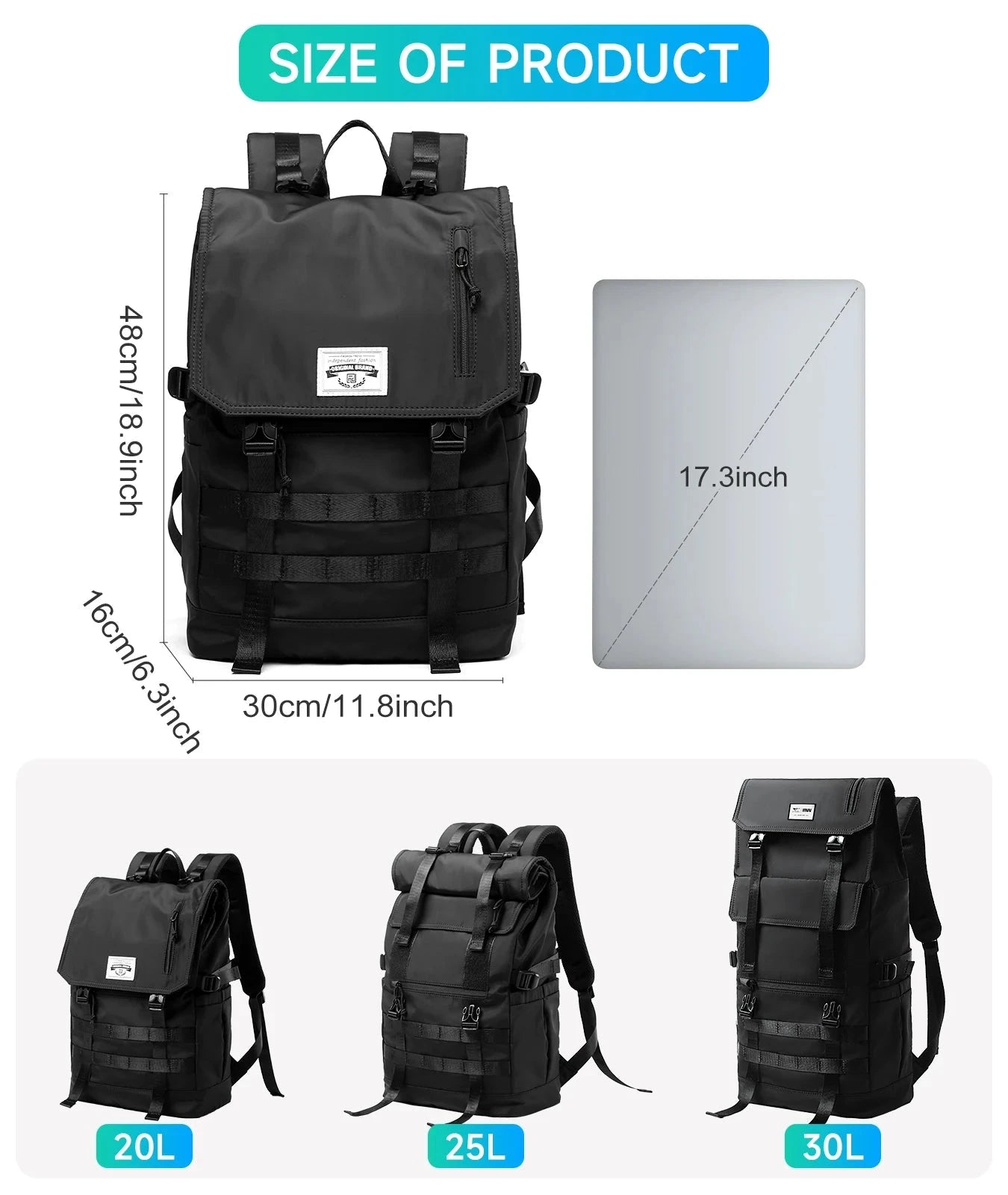MOYYI 3 in 1Expandable Laptop Backpack Men Women Large Roll GlowCart