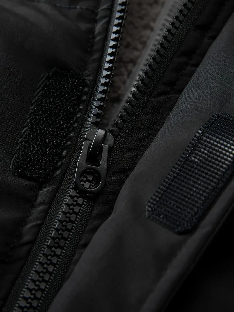 Winter Windproof Men's Faux Jacket Casual Polyester Coat with Detachable Hood Zip-Up Front Long Sleeves & Pockets Winter Clothes GlowCart