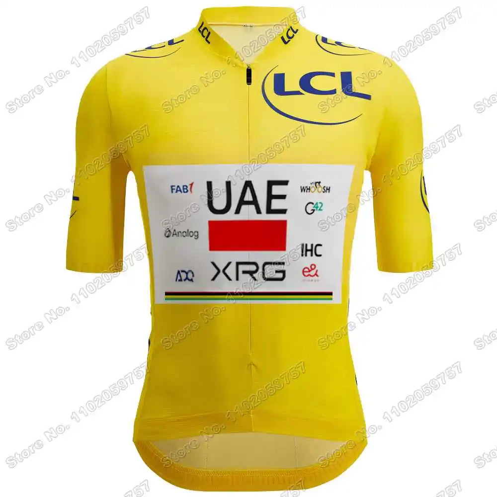 2025 Yellow Pink UAE Team Cycling Jersey Set Slovenia Tadej Pogacar Cycling Clothing Men France TDF Road Bike Suit Bib Shorts GlowCart