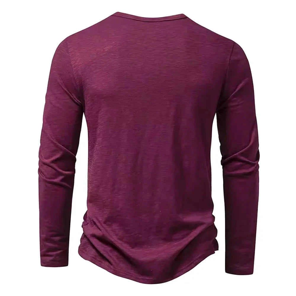 Autumn New Men's Cotton Button Long Sleeve  Henley Neck GlowCart