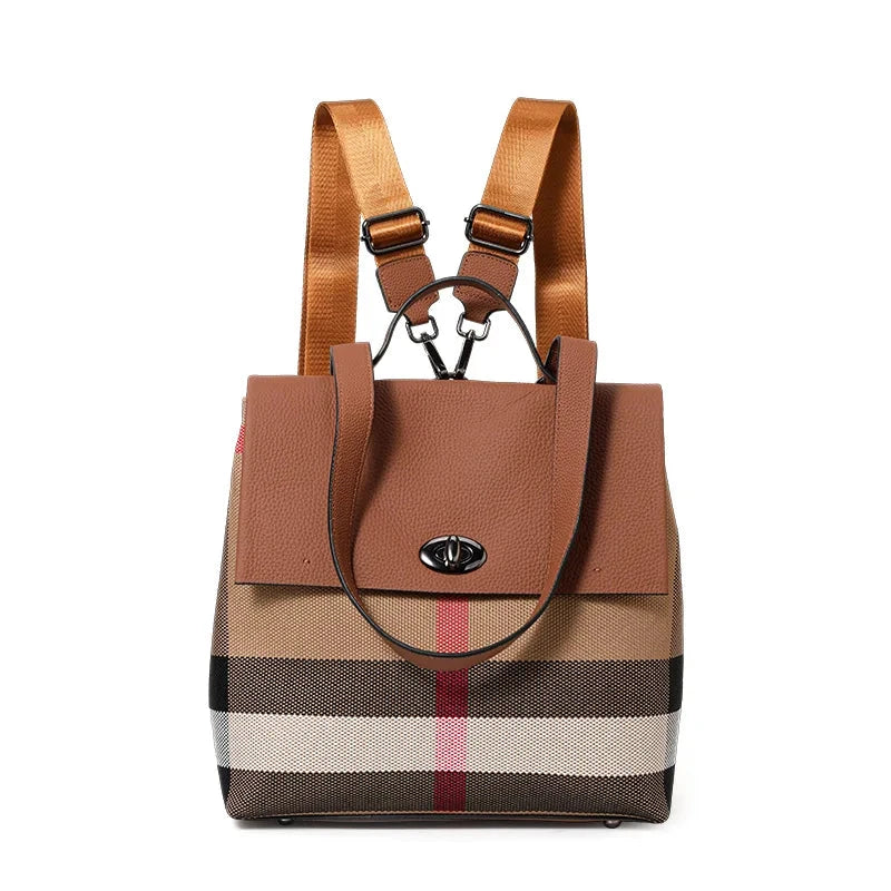 AIDRANI Canvas and cowhide patchwork college style pattern GlowCart