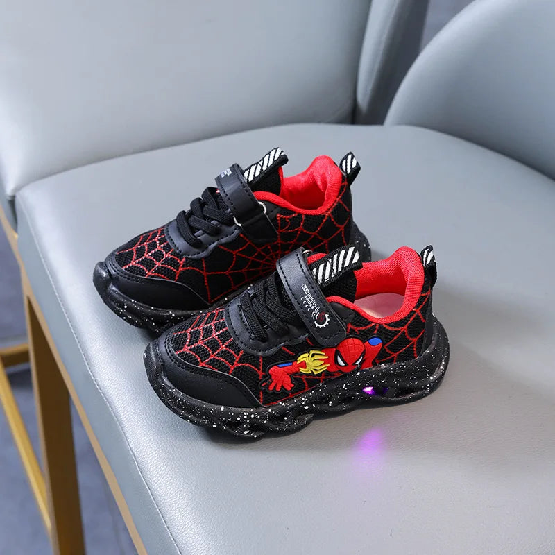 Disney LED Casual Sneakers Red Black For Spring Boys Mesh Outdoor Shoes Children Lighted Non-slip Shoes Size 21-30 GlowCart