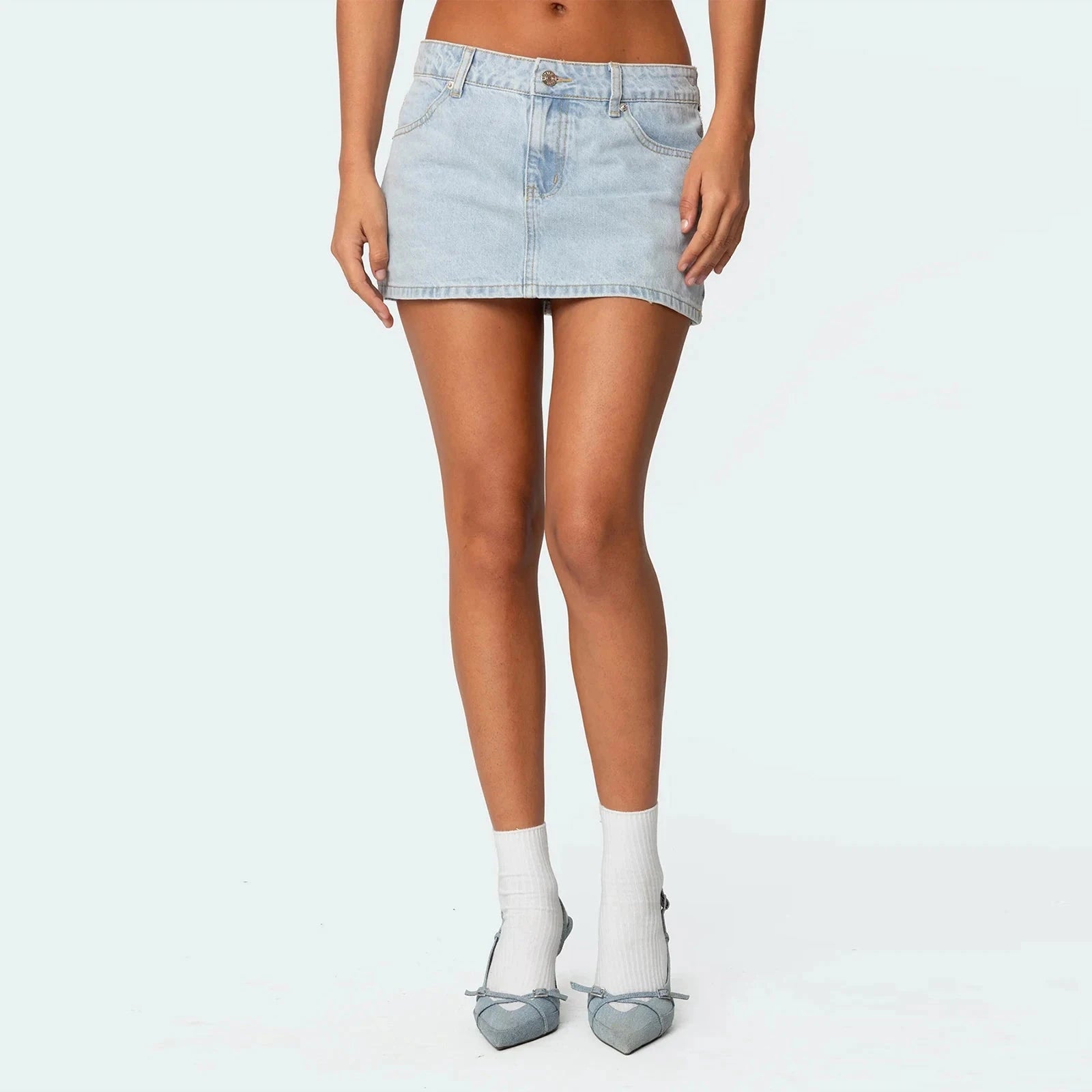 Womens Denim Mini Skirt Y2k Vintage Low Rise Jean Skirt Sexy GlowCart