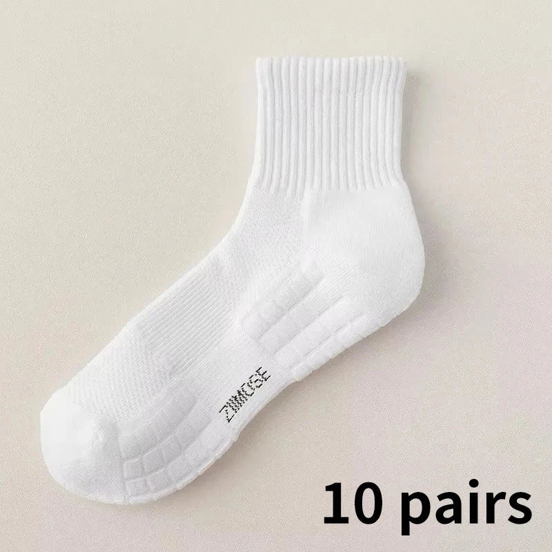 1pc 4pcs 5pcs 10pcs Socks Men's Cotton Spring Towel Bottom with Velvet Mid-tube White Stockings Thickened Sports Basketball Sock GlowCart