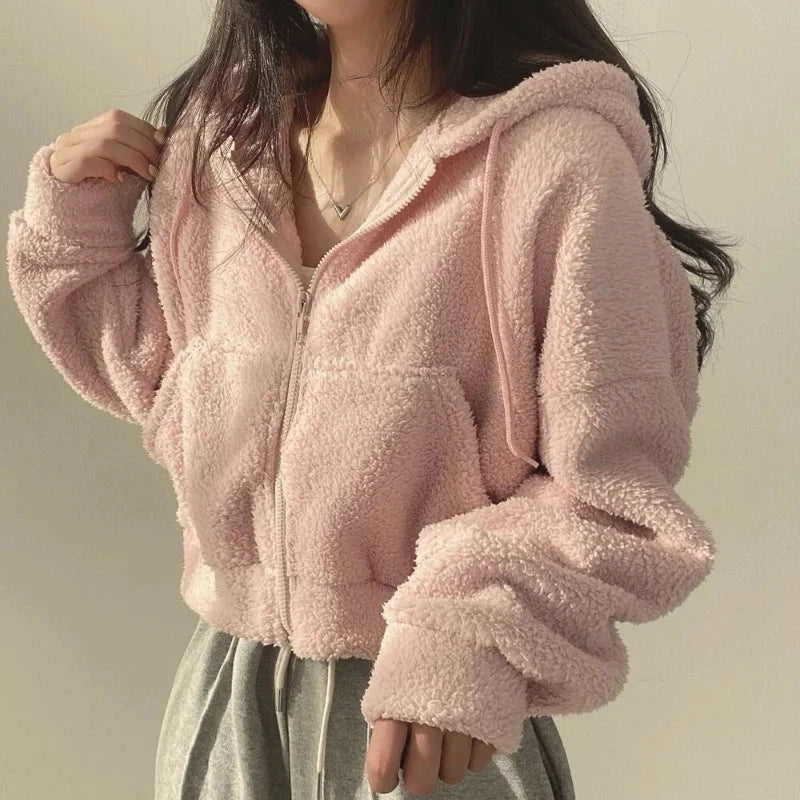 Women Autumn Winter Thicken Warm Fleece Hoodie Zipper GlowCart