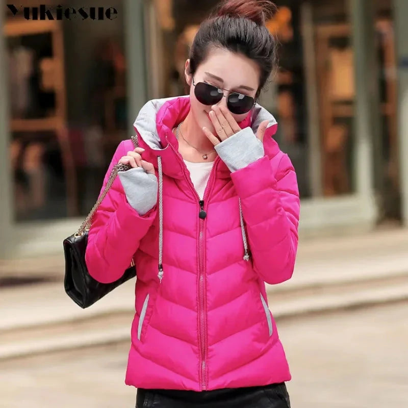 clothes Winter XXXL Jacket Women hooded Solid Color Short GlowCart