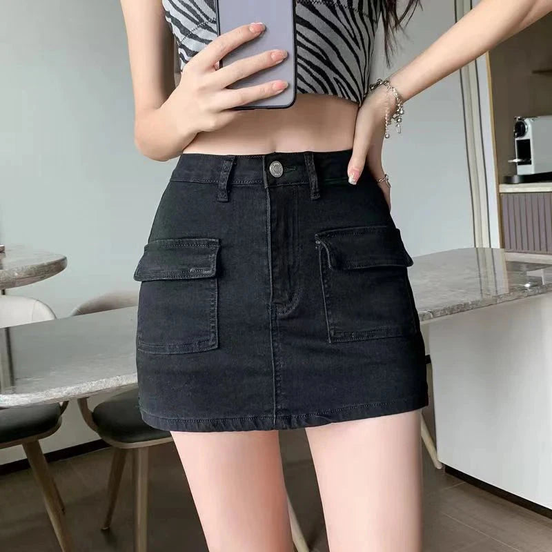 Xpqbb Summer Denim Short Skirt for Women Sexy Slim High GlowCart