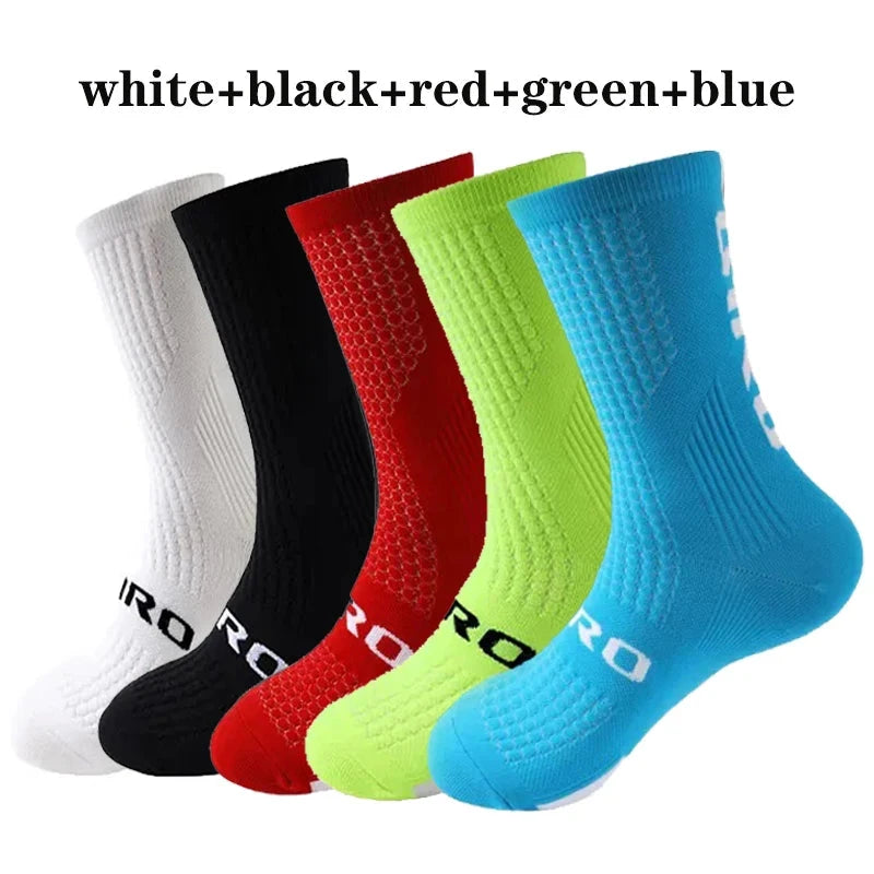 GIR0 5pairs 2026 New Cycling Socks Bike Nurse Compression Road Bike Running Mtb Knee-high White Sports Funny Brand Black GlowCart