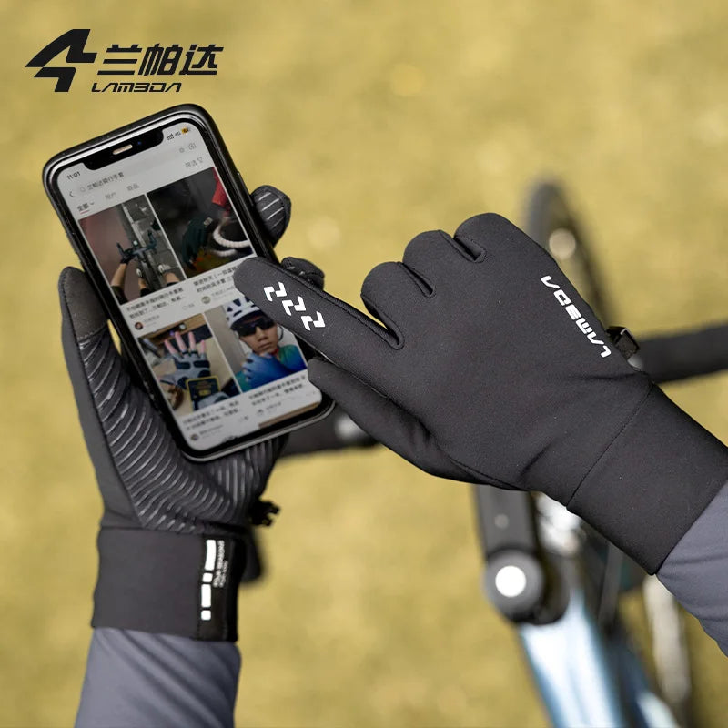 LAMEDA Fleece Cycling Gloves 5-15℃ Touchscreen Riding Thermal Winter Road Mountain Bike Full Finger Gloves Cycling Accessories GlowCart
