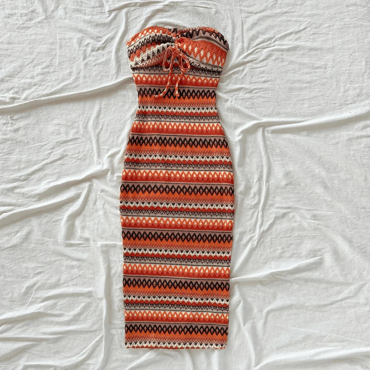 Women's Casual Sexy Bow Wrap Chest Patchwork Slim Dress GlowCart