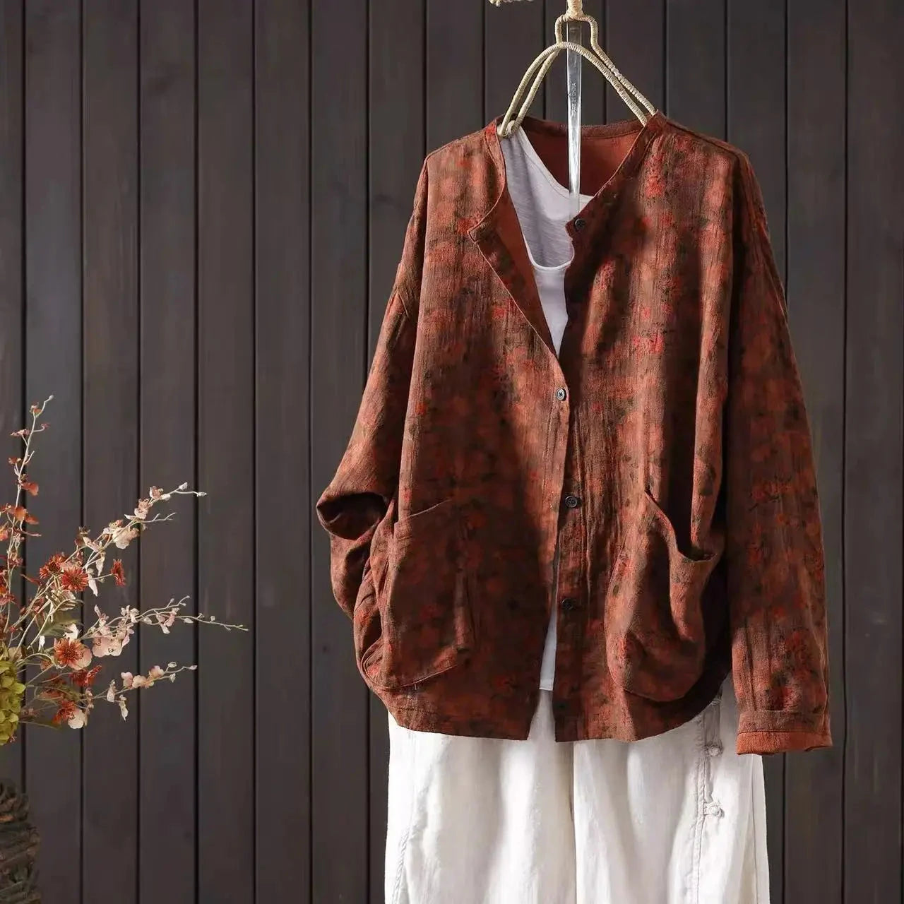 Retro Women Shirt 2025 Autumn New Casual O-Neck Button GlowCart