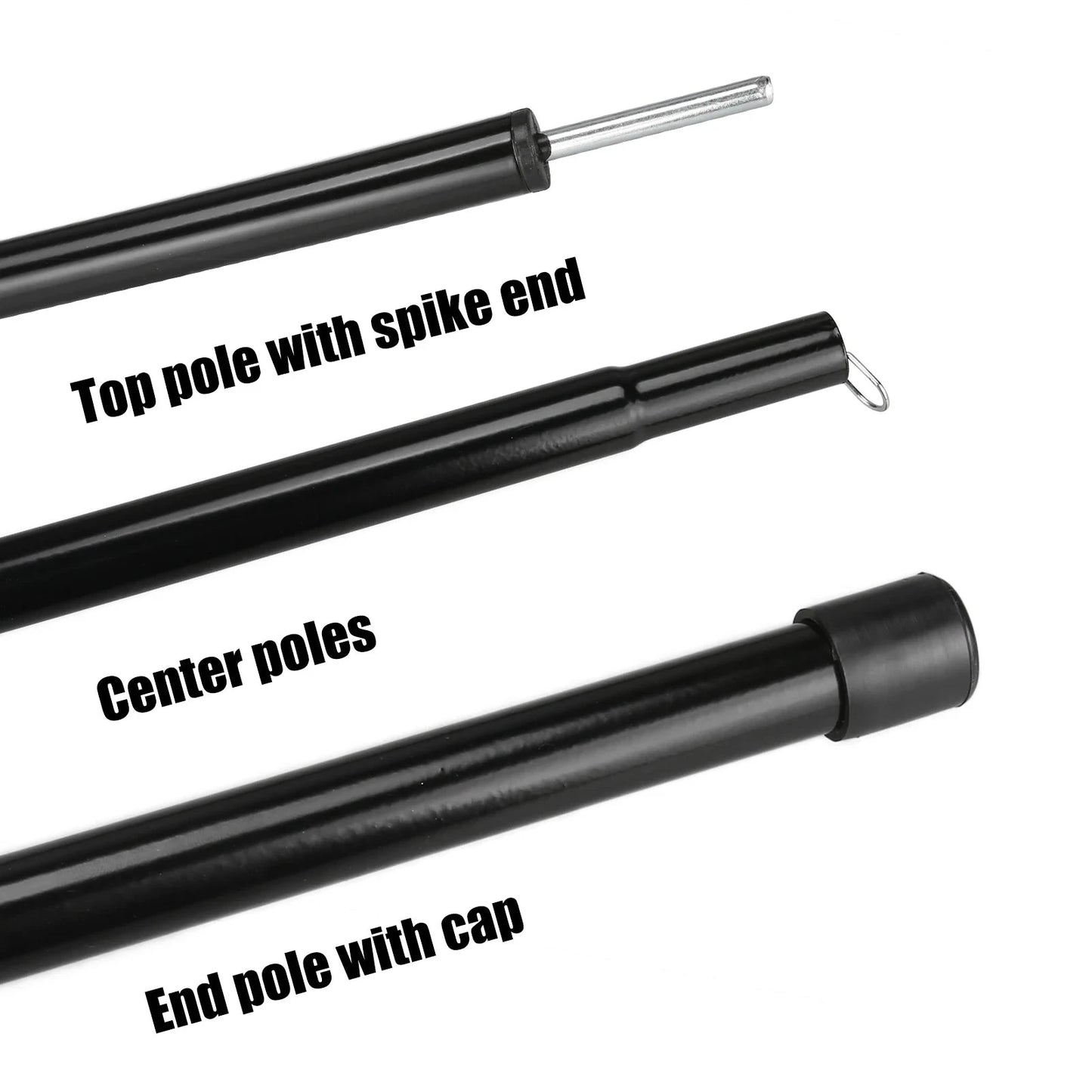 Set of 2 Tent Poles Adjustable Tarp Poles Steel Rods for Sun GlowCart