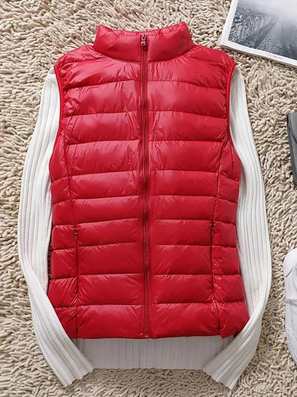 0-10℃ Women Puffer Vest Coat Autumn Winter Sleeveless Duck GlowCart