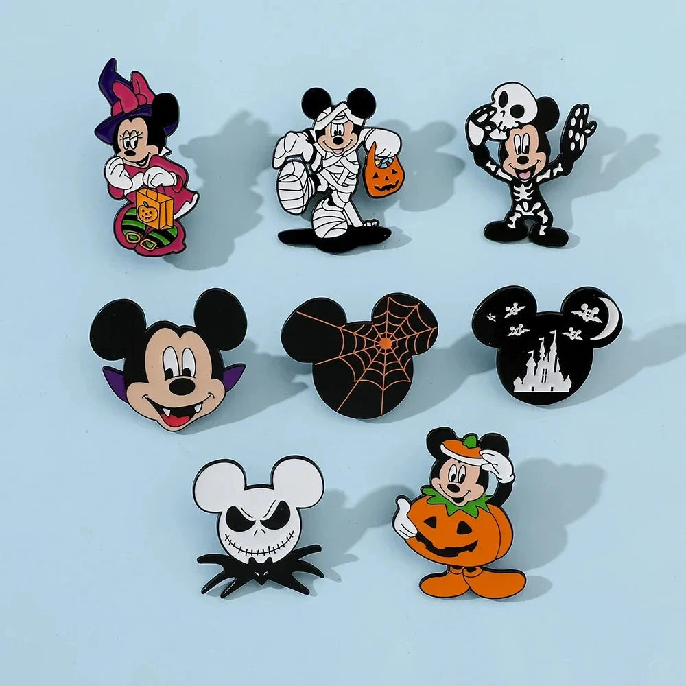8 Pcs Hallowmas Spoof Character Brooch Cartoon Mickey Mouse GlowCart