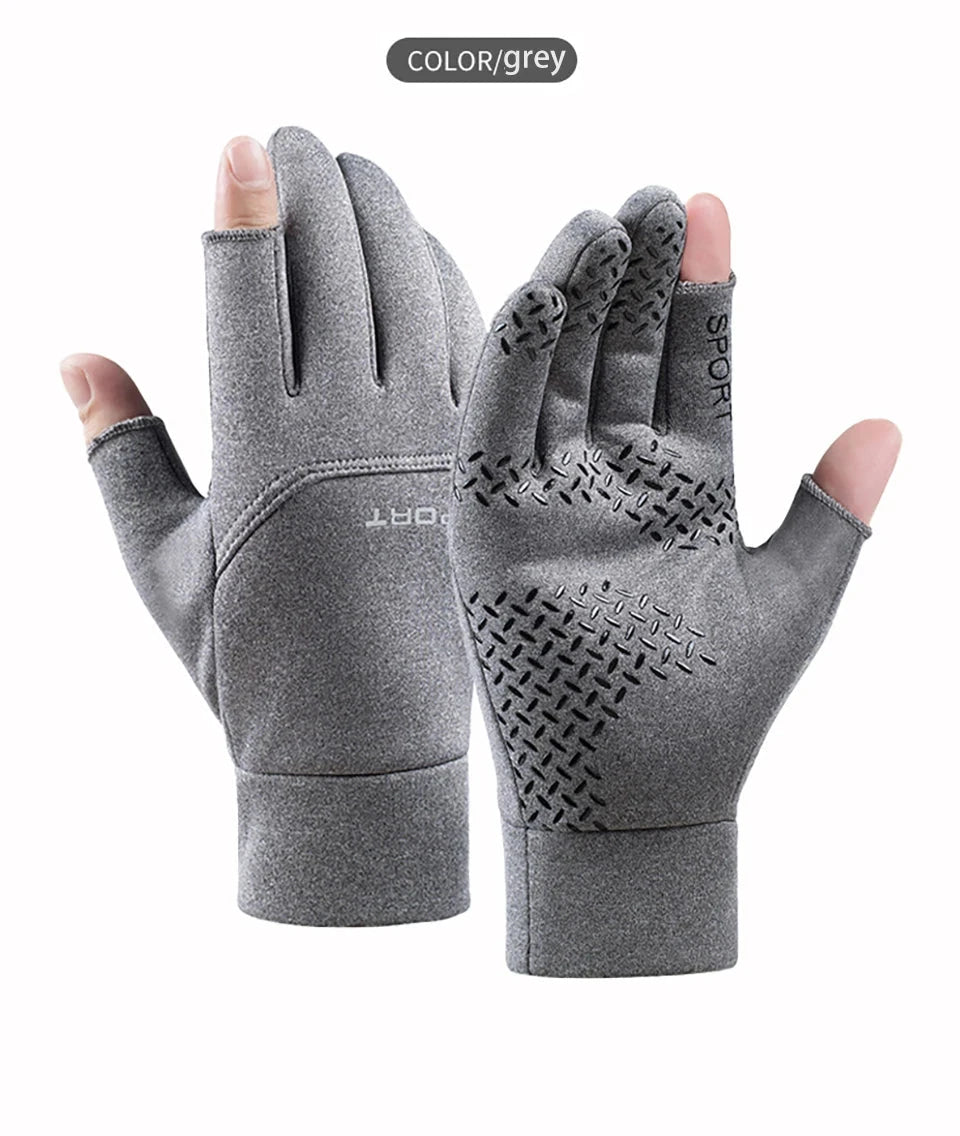 Winter Fishing Men's Gloves Women Cycling Warm Anti-Slip Gloves for Fishing Sports Touch Screen Two Fingers Cut Outdoor Angling GlowCart