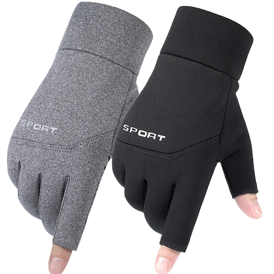 Winter Fishing Men's Gloves Women Cycling Warm Anti-Slip Gloves for Fishing Sports Touch Screen Two Fingers Cut Outdoor Angling GlowCart