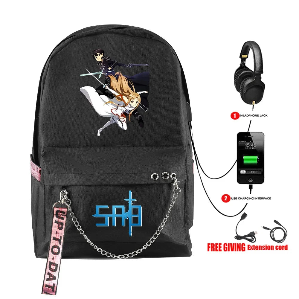 Hip Hop Youthful School Bags Unisex Sword Art Online Travel GlowCart